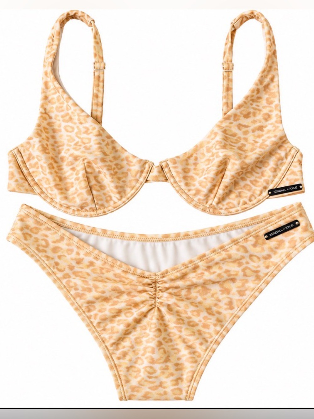NWT Kendall + Kylie XL Nude Leopard Underwire Bikini Set XL